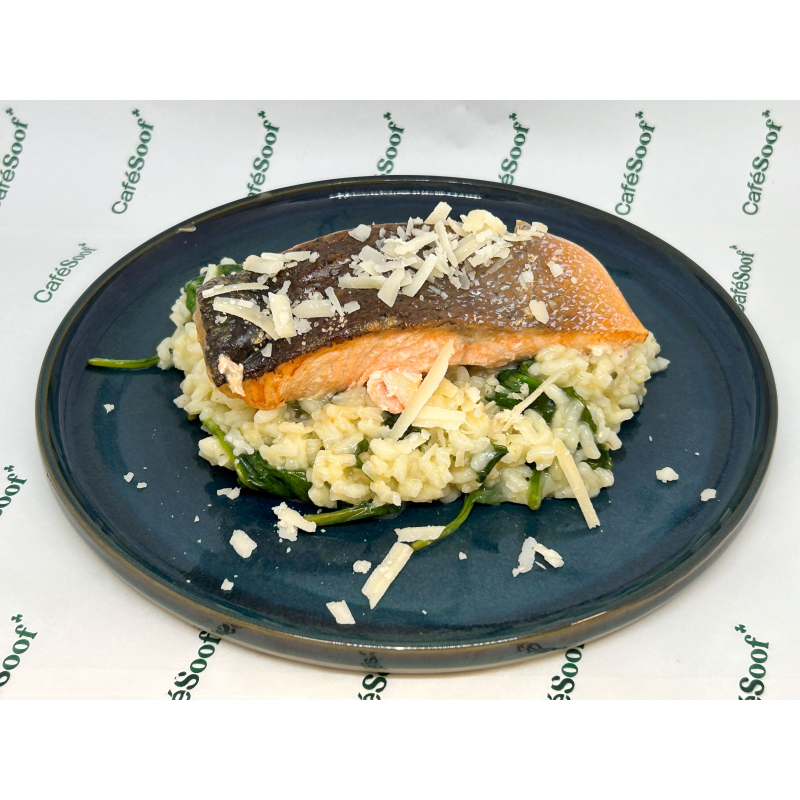 Geroosterde Zalm met spinazie risotto