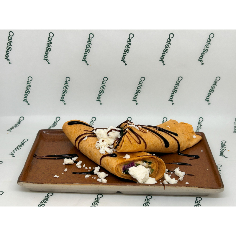 Wrap Geitenkaas met gecarameliseerde ui en balsamico